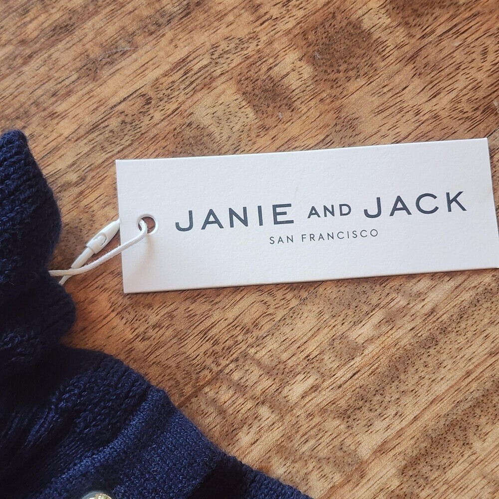 Janie And Jack Dress Girls 18-24 Months Blue Sweater Fair Isle Trees Winter Knit - Picture 6 of 15